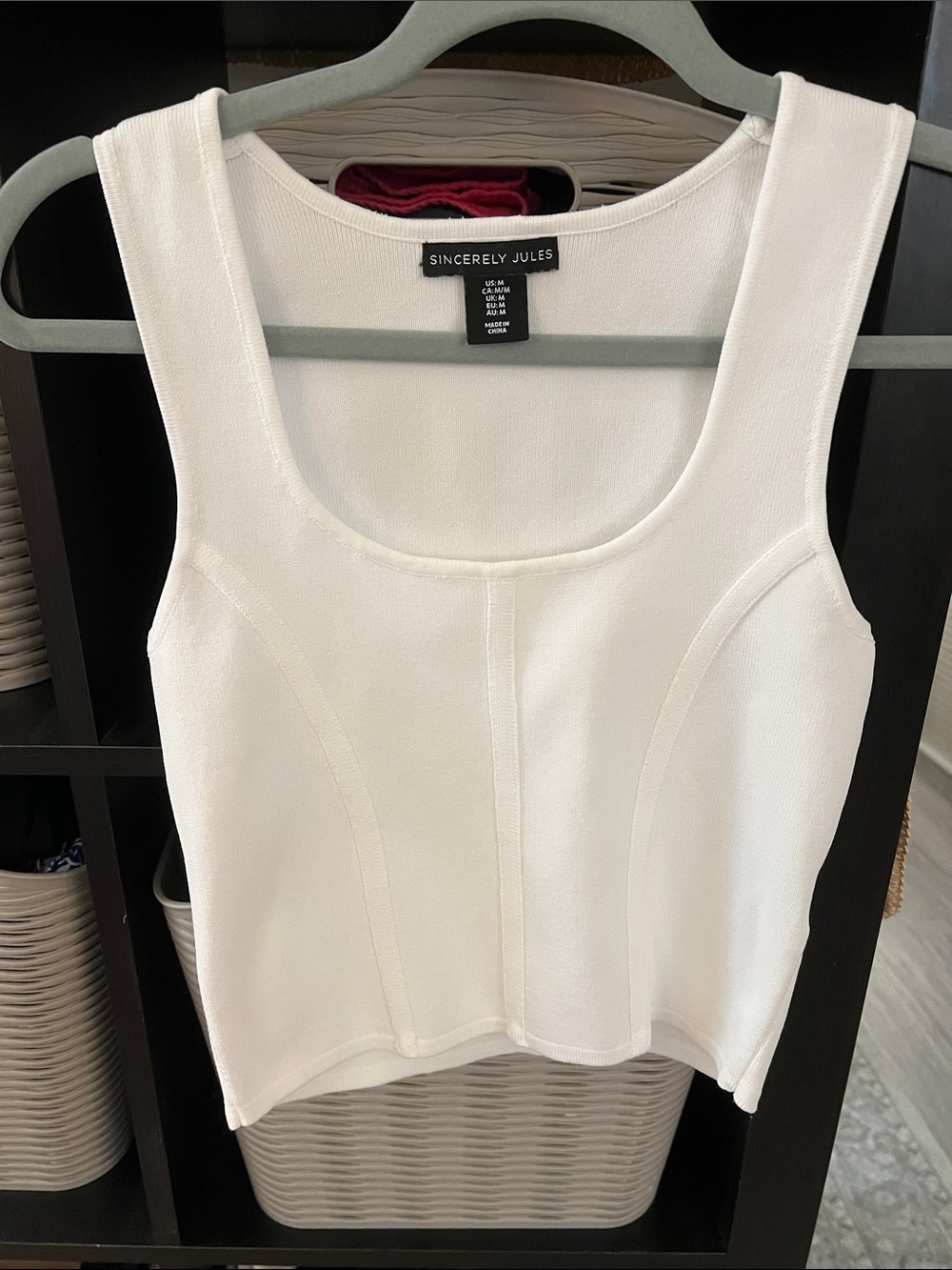 Sincerly Jules White Cropped Neck Tank Top